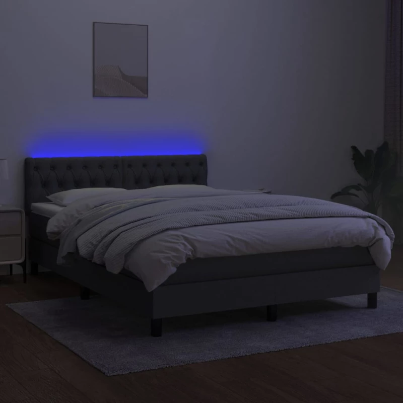 ΚΡΕΒΑΤΙ BOXSPRING ΜΕ ΣΤΡΩΜΑ & LED ΣΚ.ΓΚΡΙ 140X190 ΕΚ ΥΦΑΣΜΑΤΙΝΟ 3133390