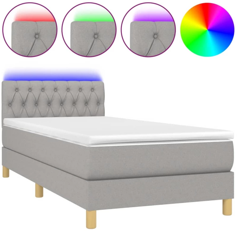 ΚΡΕΒΑΤΙ BOXSPRING ΜΕ ΣΤΡΩΜΑ & LED ΑΝ.ΓΚΡΙ 90X200 ΕΚ. ΥΦΑΣΜΑΤΙΝΟ 3133925
