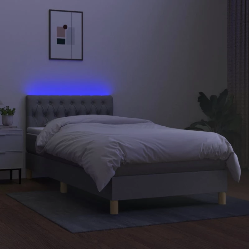 ΚΡΕΒΑΤΙ BOXSPRING ΜΕ ΣΤΡΩΜΑ & LED ΑΝ.ΓΚΡΙ 90X200 ΕΚ. ΥΦΑΣΜΑΤΙΝΟ 3133925