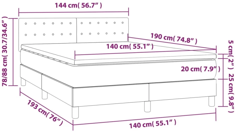 ΚΡΕΒΑΤΙ BOXSPRING ΜΕ ΣΤΡΩΜΑ ΣΚΟΥΡΟ ΚΑΦΕ 140X190 ΕΚ. ΥΦΑΣΜΑΤΙΝΟ 3140372
