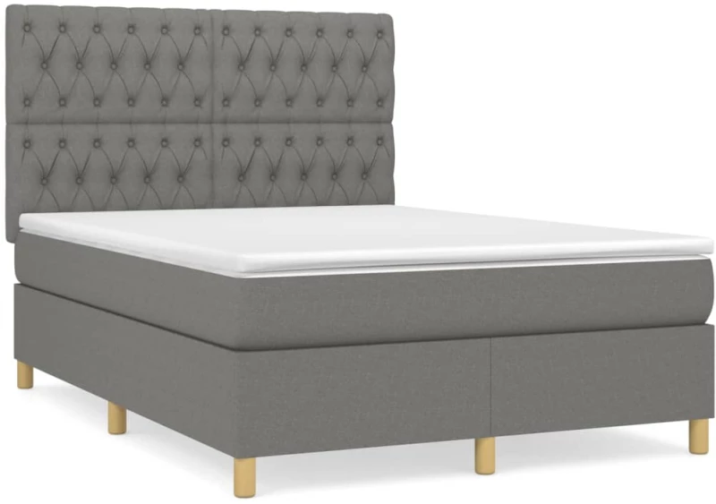 ΚΡΕΒΑΤΙ BOXSPRING ΜΕ ΣΤΡΩΜΑ ΣΚΟΥΡΟ ΓΚΡΙ 140X190 ΕΚ. ΥΦΑΣΜΑΤΙΝΟ 3142570