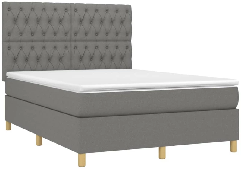 ΚΡΕΒΑΤΙ BOXSPRING ΜΕ ΣΤΡΩΜΑ ΣΚΟΥΡΟ ΓΚΡΙ 140X190 ΕΚ. ΥΦΑΣΜΑΤΙΝΟ 3142570