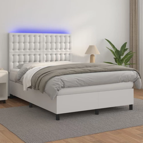 ΚΡΕΒΑΤΙ BOXSPRING ΜΕ ΣΤΡΩΜΑ & LED ΛΕΥΚΟ 140X200 ΕΚ. ΣΥΝΘ. ΔΕΡΜΑ 3135946