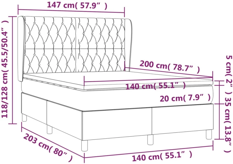 ΚΡΕΒΑΤΙ BOXSPRING ΜΕ ΣΤΡΩΜΑ ΑΝΟΙΧΤΟ ΓΚΡΙ 140X200 ΕΚ. ΥΦΑΣΜΑΤΙΝΟ 3128765