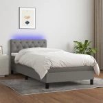 ΚΡΕΒΑΤΙ BOXSPRING ΜΕ ΣΤΡΩΜΑ & LED ΣΚ.ΓΚΡΙ 80X200 ΕΚ. ΥΦΑΣΜΑΤΙΝΟ 3133350