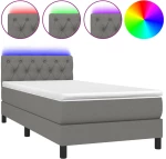 ΚΡΕΒΑΤΙ BOXSPRING ΜΕ ΣΤΡΩΜΑ & LED ΣΚ.ΓΚΡΙ 80X200 ΕΚ. ΥΦΑΣΜΑΤΙΝΟ 3133350