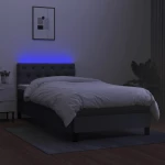 ΚΡΕΒΑΤΙ BOXSPRING ΜΕ ΣΤΡΩΜΑ & LED ΣΚ.ΓΚΡΙ 80X200 ΕΚ. ΥΦΑΣΜΑΤΙΝΟ 3133350