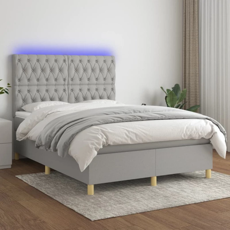 ΚΡΕΒΑΤΙ BOXSPRING ΜΕ ΣΤΡΩΜΑ & LED ΑΝ.ΓΚΡΙ 140X190ΕΚ. ΥΦΑΣΜΑΤΙΝΟ 3135669