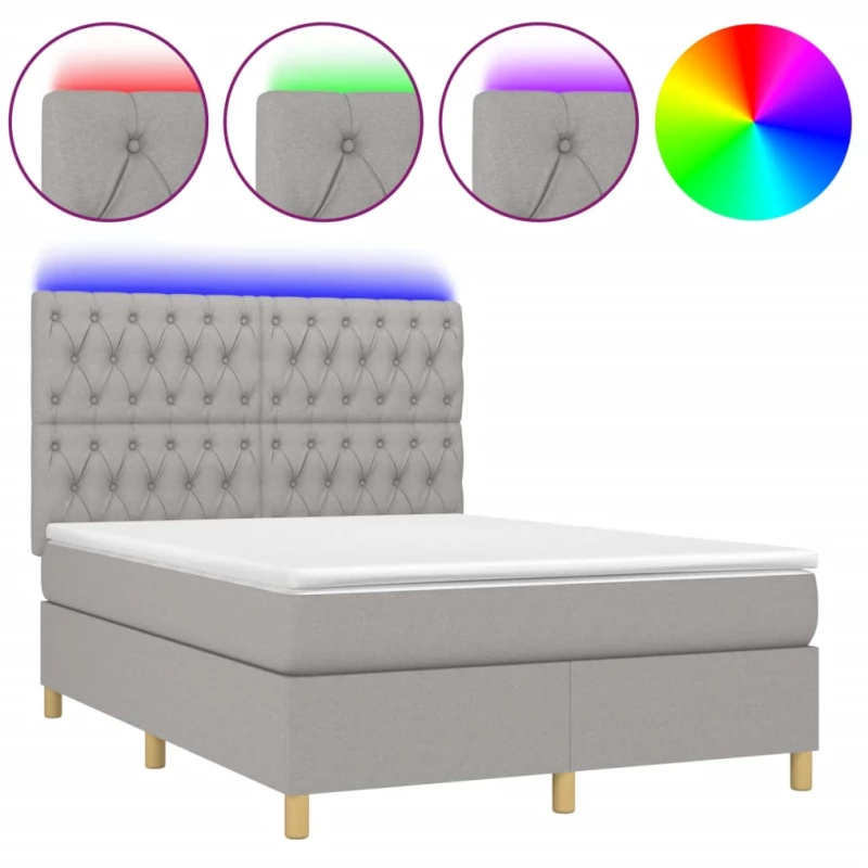 ΚΡΕΒΑΤΙ BOXSPRING ΜΕ ΣΤΡΩΜΑ & LED ΑΝ.ΓΚΡΙ 140X190ΕΚ. ΥΦΑΣΜΑΤΙΝΟ 3135669