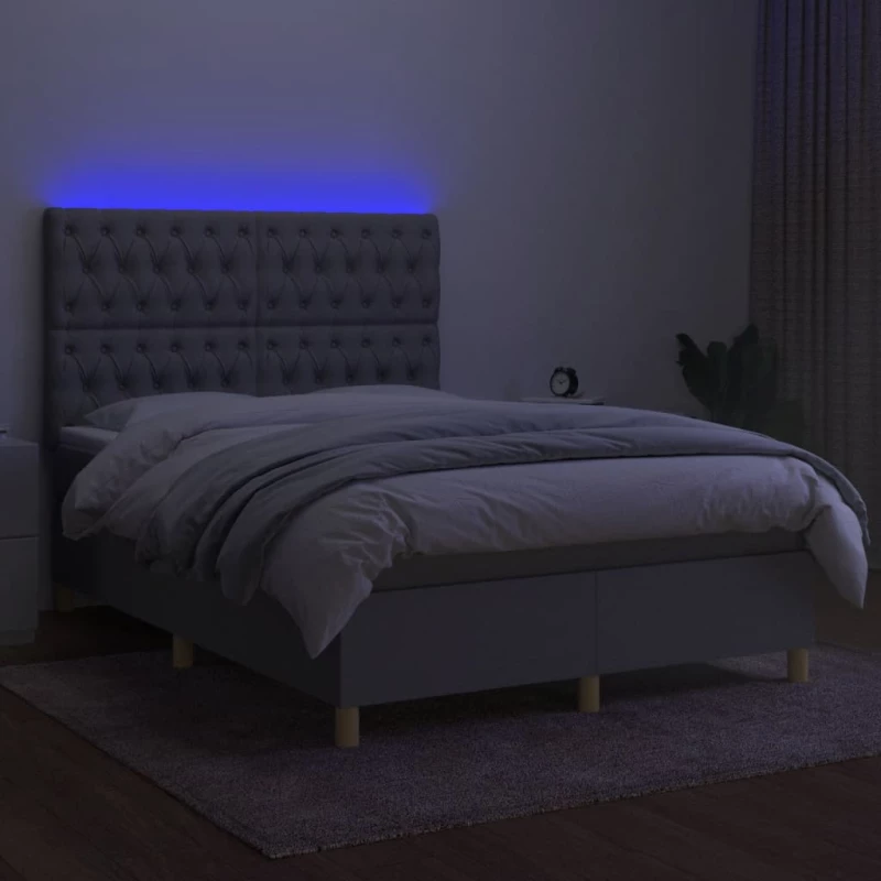 ΚΡΕΒΑΤΙ BOXSPRING ΜΕ ΣΤΡΩΜΑ & LED ΑΝ.ΓΚΡΙ 140X190ΕΚ. ΥΦΑΣΜΑΤΙΝΟ 3135669
