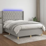 ΚΡΕΒΑΤΙ BOXSPRING ΜΕ ΣΤΡΩΜΑ & LED ΑΝ.ΓΚΡΙ 140X190ΕΚ. ΥΦΑΣΜΑΤΙΝΟ 3139109