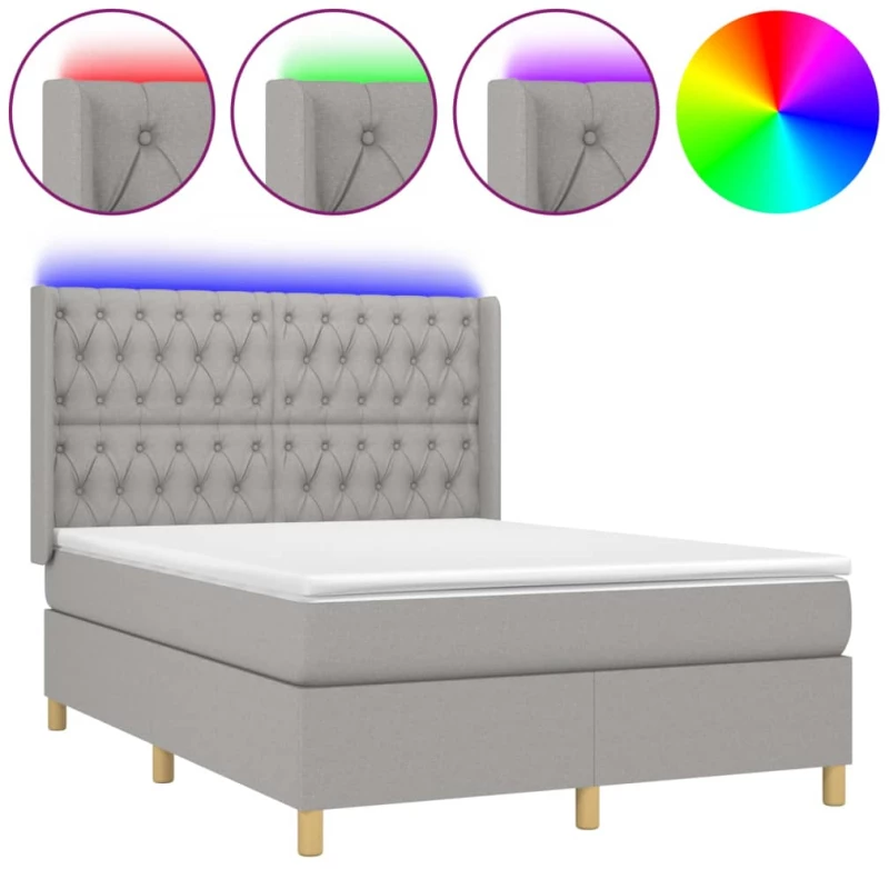 ΚΡΕΒΑΤΙ BOXSPRING ΜΕ ΣΤΡΩΜΑ & LED ΑΝ.ΓΚΡΙ 140X190ΕΚ. ΥΦΑΣΜΑΤΙΝΟ 3139109