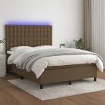 ΚΡΕΒΑΤΙ BOXSPRING ΜΕ ΣΤΡΩΜΑ & LED ΣΚ.ΚΑΦΕ 140X200 ΕΚ ΥΦΑΣΜΑΤΙΝΟ 3135200