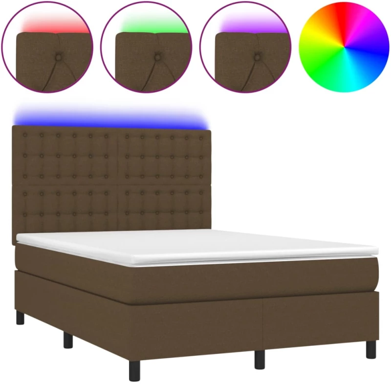ΚΡΕΒΑΤΙ BOXSPRING ΜΕ ΣΤΡΩΜΑ & LED ΣΚ.ΚΑΦΕ 140X200 ΕΚ ΥΦΑΣΜΑΤΙΝΟ 3135200