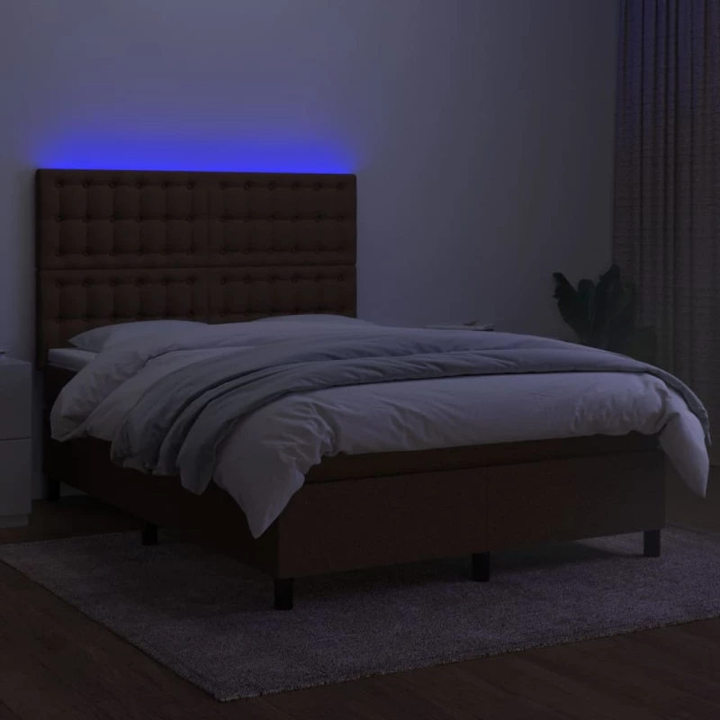 ΚΡΕΒΑΤΙ BOXSPRING ΜΕ ΣΤΡΩΜΑ & LED ΣΚ.ΚΑΦΕ 140X200 ΕΚ ΥΦΑΣΜΑΤΙΝΟ 3135200