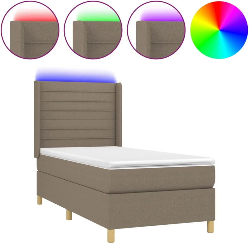 ΚΡΕΒΑΤΙ BOXSPRING ΜΕ ΣΤΡΩΜΑ & LED TAUPE 100X200 ΕΚ. ΥΦΑΣΜΑΤΙΝΟ 3138937