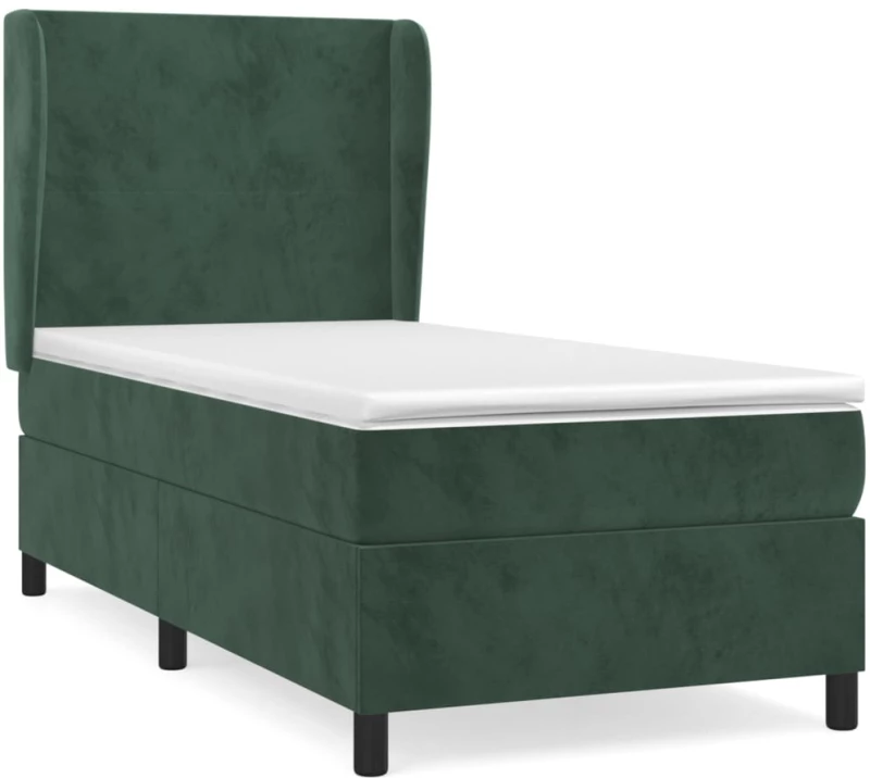 ΚΡΕΒΑΤΙ BOXSPRING ΜΕ ΣΤΡΩΜΑ ΣΚΟΥΡΟ ΠΡΑΣΙΝΟ 100X200ΕΚ. ΒΕΛΟΥΔΙΝΟ 3129078