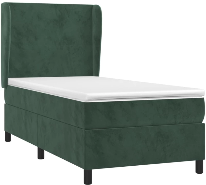 ΚΡΕΒΑΤΙ BOXSPRING ΜΕ ΣΤΡΩΜΑ ΣΚΟΥΡΟ ΠΡΑΣΙΝΟ 100X200ΕΚ. ΒΕΛΟΥΔΙΝΟ 3129078
