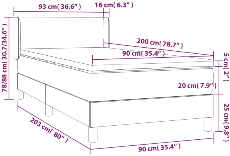 ΚΡΕΒΑΤΙ BOXSPRING ΜΕ ΣΤΡΩΜΑ ΣΚΟΥΡΟ ΚΑΦΕ 90X200 ΕΚ. ΥΦΑΣΜΑΤΙΝΟ 3130084