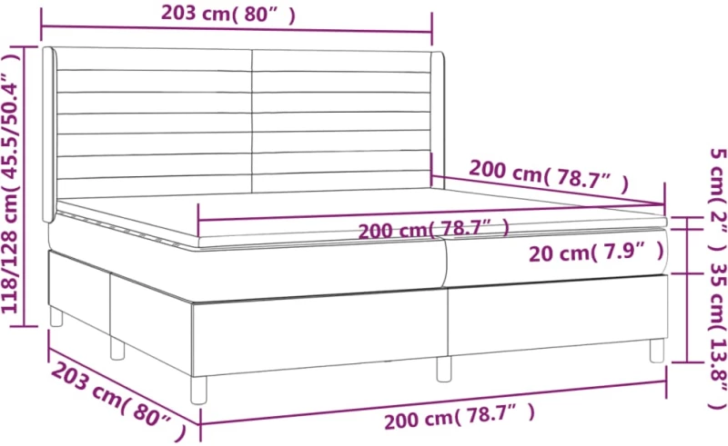 ΚΡΕΒΑΤΙ BOXSPRING ΜΕ ΣΤΡΩΜΑ ΣΚΟΥΡΟ ΜΠΛΕ 200X200 ΕΚ. ΒΕΛΟΥΔΙΝΟ 3132763