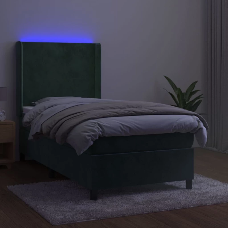 ΚΡΕΒΑΤΙ BOXSPRING ΜΕ ΣΤΡΩΜΑ & LED ΣΚ. ΠΡΑΣΙΝΟ 100X200ΕΚ ΒΕΛΟΥΔΟ 3139430
