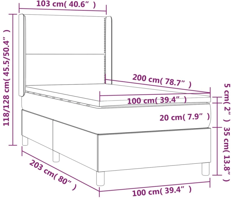 ΚΡΕΒΑΤΙ BOXSPRING ΜΕ ΣΤΡΩΜΑ & LED ΣΚ. ΠΡΑΣΙΝΟ 100X200ΕΚ ΒΕΛΟΥΔΟ 3139430