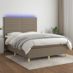 ΚΡΕΒΑΤΙ BOXSPRING ΜΕ ΣΤΡΩΜΑ & LED TAUPE 140X200 ΕΚ. ΥΦΑΣΜΑΤΙΝΟ 3135521