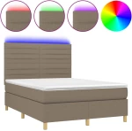 ΚΡΕΒΑΤΙ BOXSPRING ΜΕ ΣΤΡΩΜΑ & LED TAUPE 140X200 ΕΚ. ΥΦΑΣΜΑΤΙΝΟ 3135521
