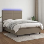 ΚΡΕΒΑΤΙ BOXSPRING ΜΕ ΣΤΡΩΜΑ & LED TAUPE 140X200 ΕΚ. ΥΦΑΣΜΑΤΙΝΟ 3134961