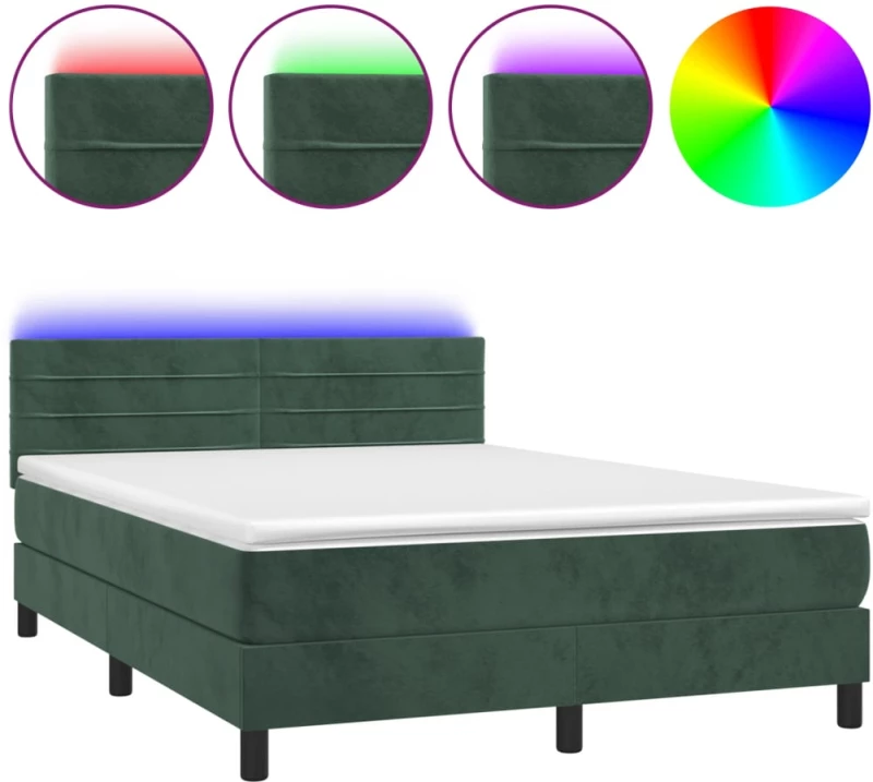 ΚΡΕΒΑΤΙ BOXSPRING ΜΕ ΣΤΡΩΜΑ & LED ΣΚ. ΠΡΑΣΙΝΟ 140X200ΕΚ ΒΕΛΟΥΔΟ 3134468