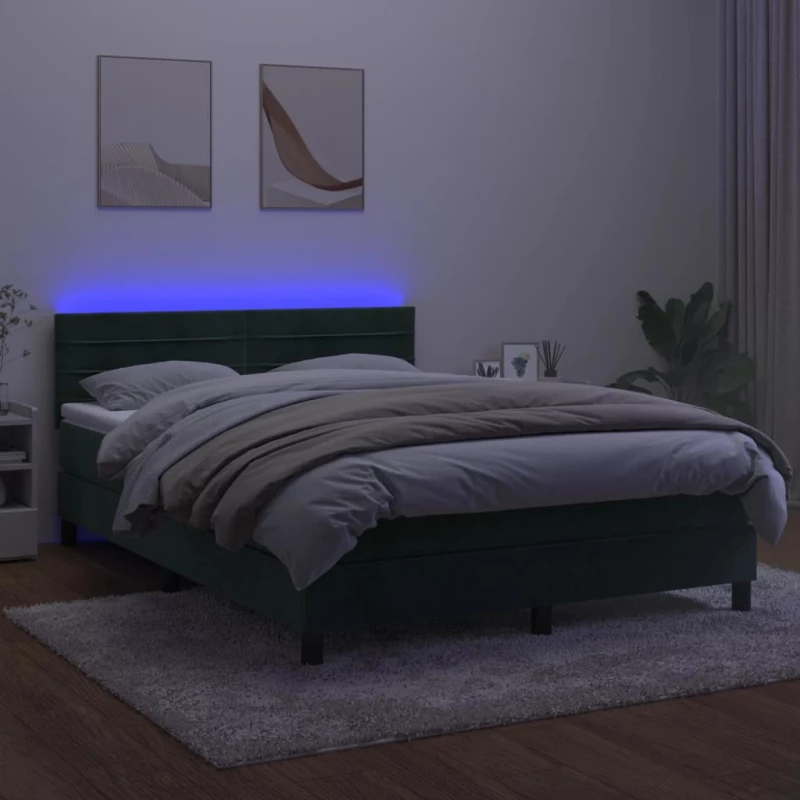 ΚΡΕΒΑΤΙ BOXSPRING ΜΕ ΣΤΡΩΜΑ & LED ΣΚ. ΠΡΑΣΙΝΟ 140X200ΕΚ ΒΕΛΟΥΔΟ 3134468