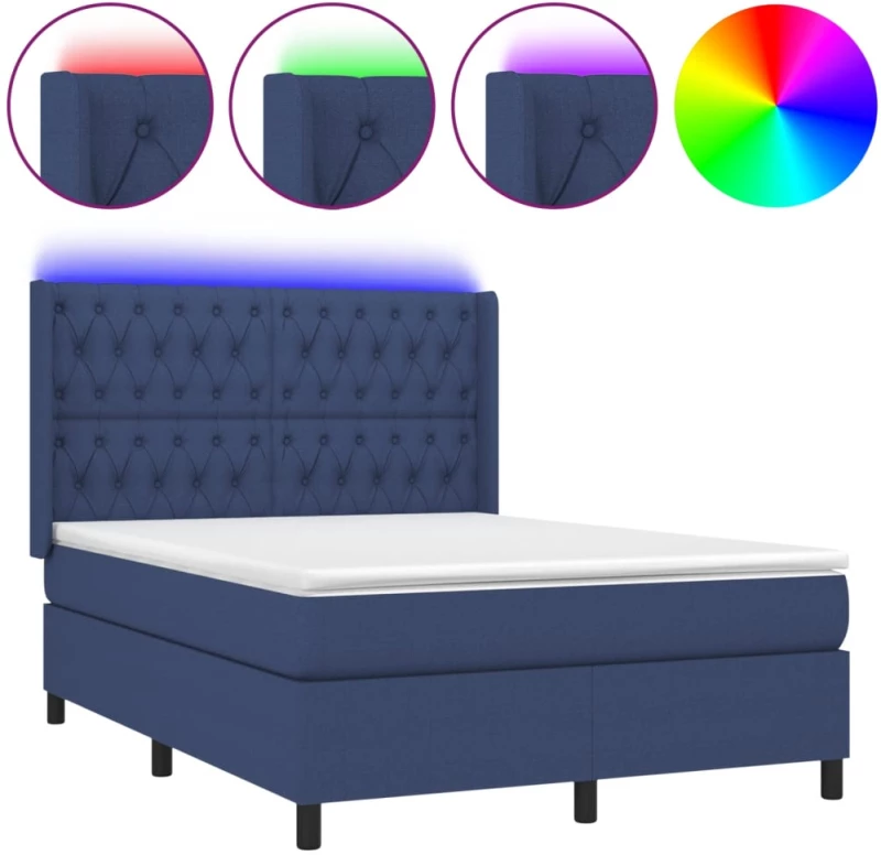 ΚΡΕΒΑΤΙ BOXSPRING ΜΕ ΣΤΡΩΜΑ & LED ΜΠΛΕ 140X200 ΕΚ. ΥΦΑΣΜΑΤΙΝΟ 3138563