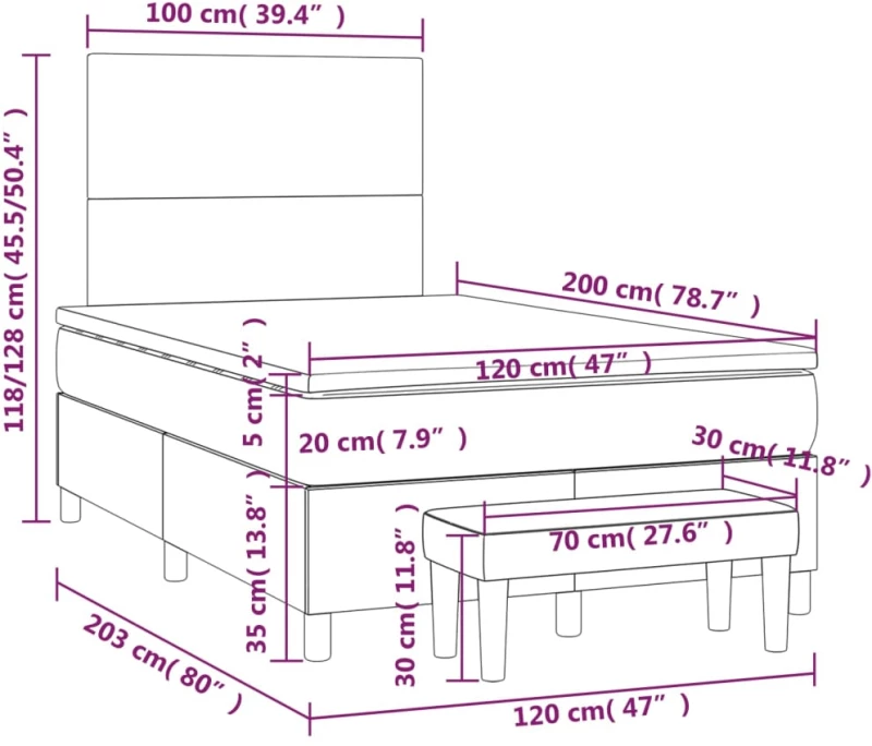 ΚΡΕΒΑΤΙ BOXSPRING ΜΕ ΣΤΡΩΜΑ ΣΚΟΥΡΟ ΚΑΦΕ 120X200 ΕΚ. ΥΦΑΣΜΑΤΙΝΟ 3136424