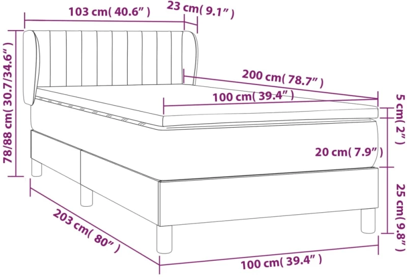 ΚΡΕΒΑΤΙ BOXSPRING ΜΕ ΣΤΡΩΜΑ ΣΚΟΥΡΟ ΓΚΡΙ 100X200 ΕΚ. ΥΦΑΣΜΑΤΙΝΟ 3126942