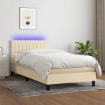 ΚΡΕΒΑΤΙ BOXSPRING ΜΕ ΣΤΡΩΜΑ & LED ΚΡΕΜ 100X200 ΕΚ. ΥΦΑΣΜΑΤΙΝΟ 3133298