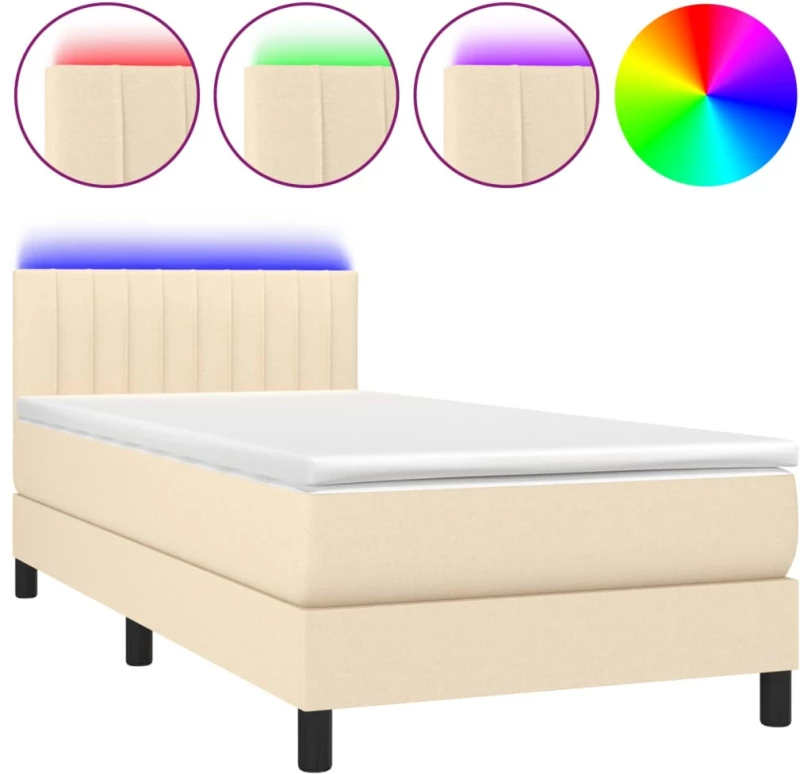 ΚΡΕΒΑΤΙ BOXSPRING ΜΕ ΣΤΡΩΜΑ & LED ΚΡΕΜ 100X200 ΕΚ. ΥΦΑΣΜΑΤΙΝΟ 3133298