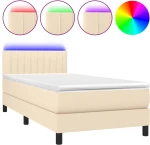 ΚΡΕΒΑΤΙ BOXSPRING ΜΕ ΣΤΡΩΜΑ & LED ΚΡΕΜ 100X200 ΕΚ. ΥΦΑΣΜΑΤΙΝΟ 3133298