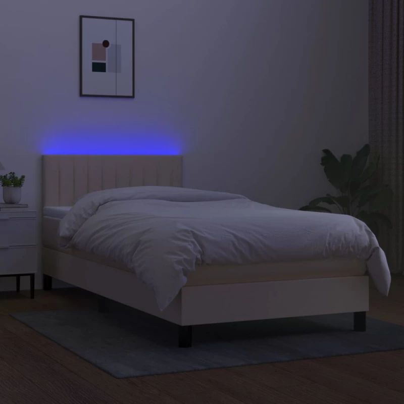ΚΡΕΒΑΤΙ BOXSPRING ΜΕ ΣΤΡΩΜΑ & LED ΚΡΕΜ 100X200 ΕΚ. ΥΦΑΣΜΑΤΙΝΟ 3133298