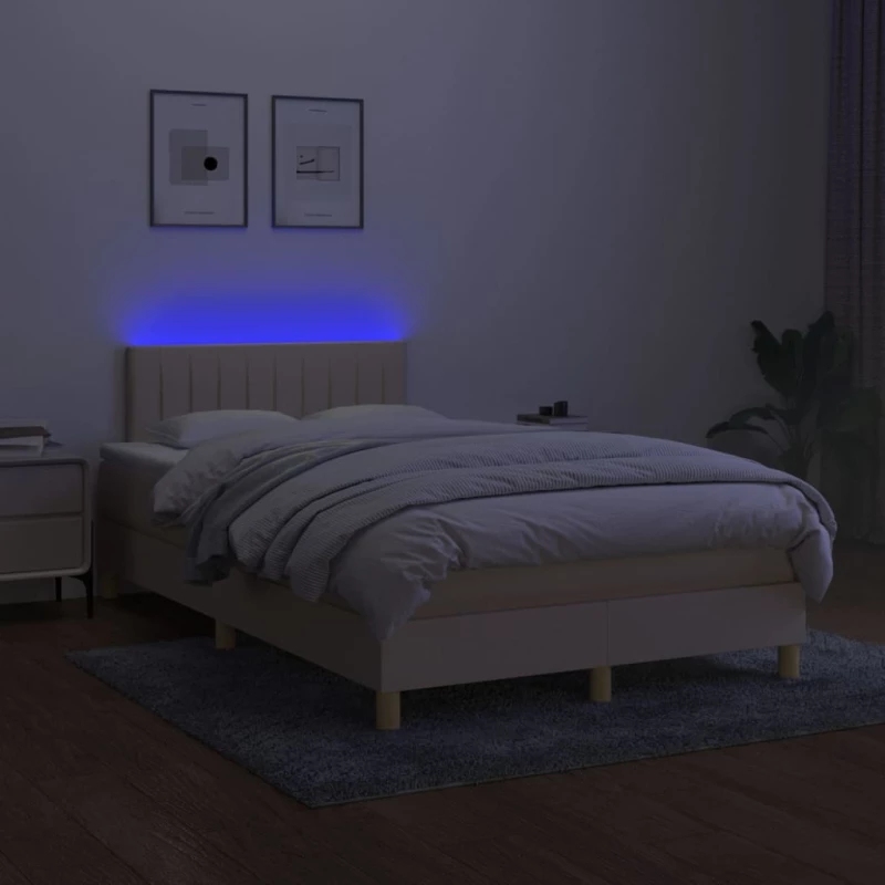 ΚΡΕΒΑΤΙ BOXSPRING ΜΕ ΣΤΡΩΜΑ & LED ΚΡΕΜ 120X200 ΕΚ. ΥΦΑΣΜΑΤΙΝΟ 3133866