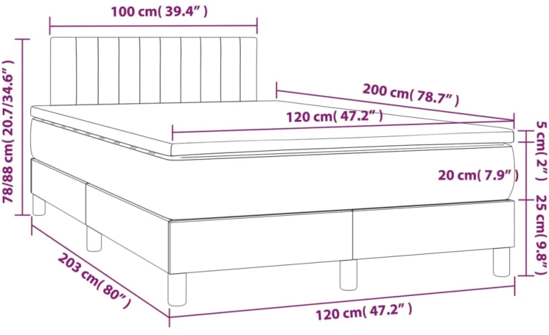 ΚΡΕΒΑΤΙ BOXSPRING ΜΕ ΣΤΡΩΜΑ & LED ΚΡΕΜ 120X200 ΕΚ. ΥΦΑΣΜΑΤΙΝΟ 3133866