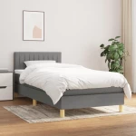 ΚΡΕΒΑΤΙ BOXSPRING ΜΕ ΣΤΡΩΜΑ ΣΚΟΥΡΟ ΓΚΡΙ 100X200 ΕΚ. ΥΦΑΣΜΑΤΙΝΟ 3140754