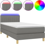 ΚΡΕΒΑΤΙ BOXSPRING ΜΕ ΣΤΡΩΜΑ & LED ΣΚ.ΓΚΡΙ 90X190 ΕΚ. ΥΦΑΣΜΑΤΙΝΟ 3133838