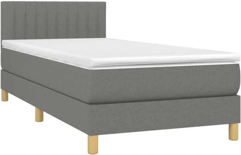 ΚΡΕΒΑΤΙ BOXSPRING ΜΕ ΣΤΡΩΜΑ & LED ΣΚ.ΓΚΡΙ 90X190 ΕΚ. ΥΦΑΣΜΑΤΙΝΟ 3133838