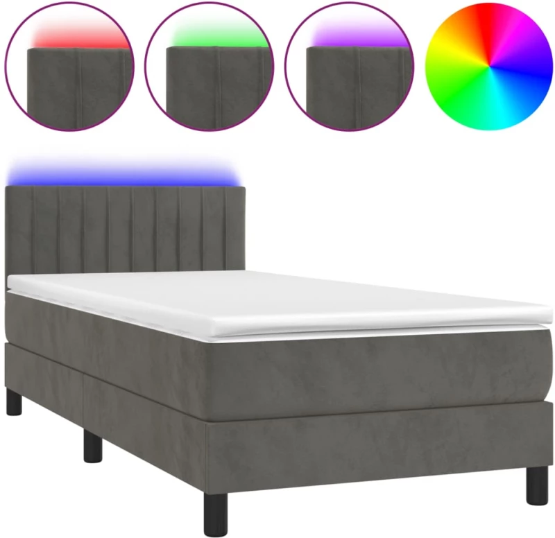 ΚΡΕΒΑΤΙ BOXSPRING ΜΕ ΣΤΡΩΜΑ & LED ΣΚ. ΓΚΡΙ 90X200 ΕΚ. ΒΕΛΟΥΔΙΝΟ 3134502