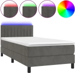 ΚΡΕΒΑΤΙ BOXSPRING ΜΕ ΣΤΡΩΜΑ & LED ΣΚ. ΓΚΡΙ 90X200 ΕΚ. ΒΕΛΟΥΔΙΝΟ 3134502