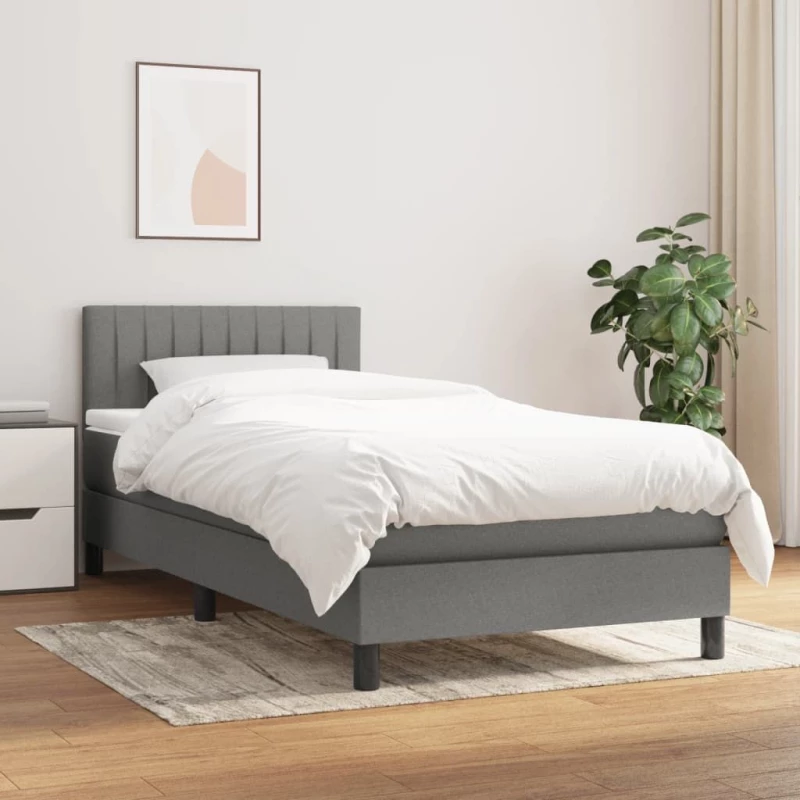 ΚΡΕΒΑΤΙ BOXSPRING ΜΕ ΣΤΡΩΜΑ ΣΚΟΥΡΟ ΓΚΡΙ 90X190 ΕΚ. ΥΦΑΣΜΑΤΙΝΟ 3140178