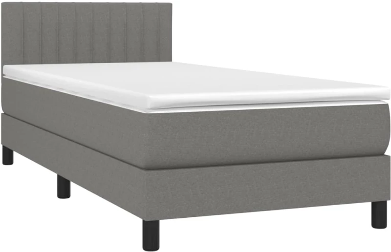 ΚΡΕΒΑΤΙ BOXSPRING ΜΕ ΣΤΡΩΜΑ ΣΚΟΥΡΟ ΓΚΡΙ 90X190 ΕΚ. ΥΦΑΣΜΑΤΙΝΟ 3140178
