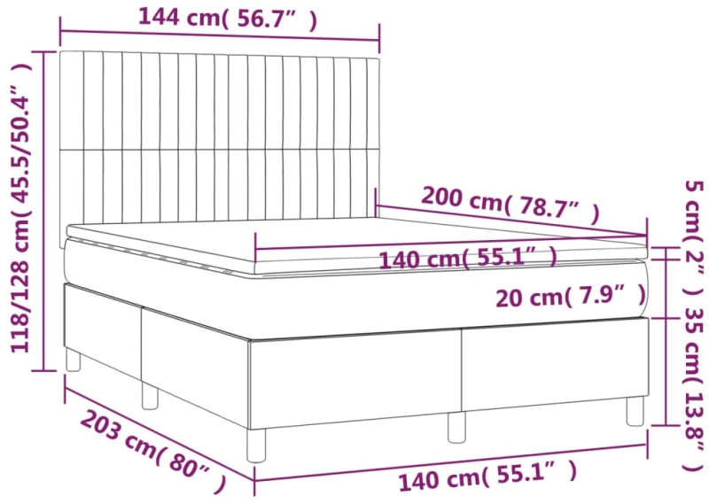 ΚΡΕΒΑΤΙ BOXSPRING ΜΕ ΣΤΡΩΜΑ ΣΚΟΥΡΟ ΚΑΦΕ 140X200 ΕΚ ΥΦΑΣΜΑΤΙΝΟ 3141940