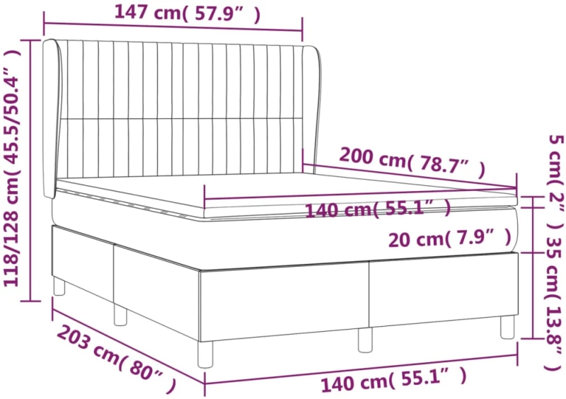 ΚΡΕΒΑΤΙ BOXSPRING ΜΕ ΣΤΡΩΜΑ ΣΚΟΥΡΟ ΚΑΦΕ 140X200 ΕΚ ΥΦΑΣΜΑΤΙΝΟ 3128688