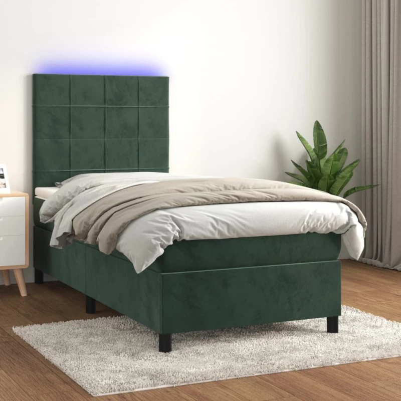 ΚΡΕΒΑΤΙ BOXSPRING ΜΕ ΣΤΡΩΜΑ & LED ΣΚ. ΠΡΑΣΙΝΟ 100X200ΕΚ ΒΕΛΟΥΔΟ 3136110